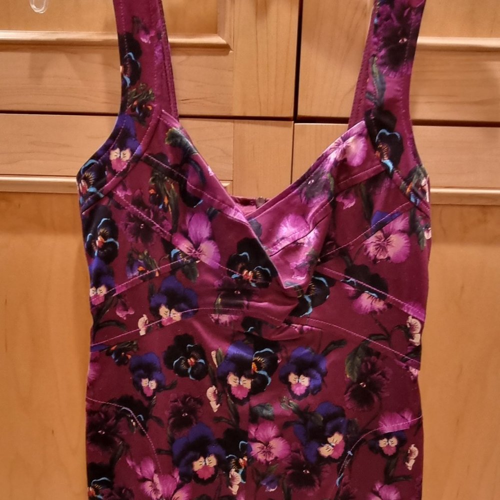 David Meister Satin Floral Dress